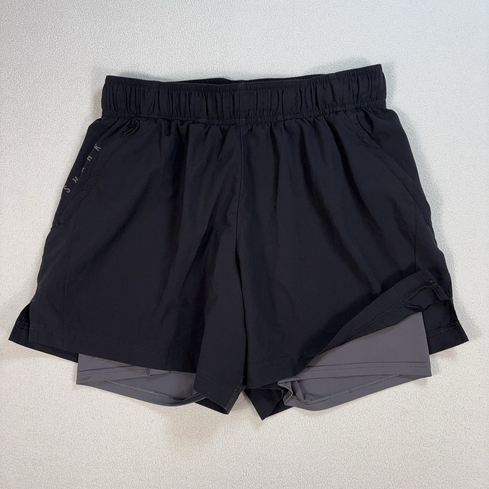 Gymshark Lined‎ Shorts Men's S Black Spellout Pockets Drawstring Stretch No Logo
